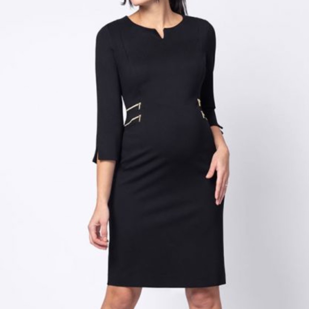 Seraphine Black with Gold Zipper Detail Maternity Dress US Size 2